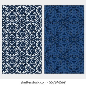 set of Seamless geometric floral pattern. Stylish graphic design. for design, wallpaper, invitation. blue color