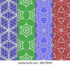 set of Seamless geometric, floral pattern. Stylish graphic design. for design, wallpaper, invitation.