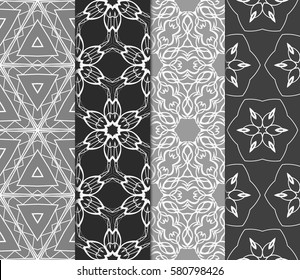 set of Seamless geometric, floral pattern. Stylish graphic design. for design, wallpaper, invitation.