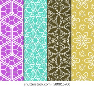 set of Seamless geometric, floral pattern. Stylish graphic design. for design, wallpaper, invitation.