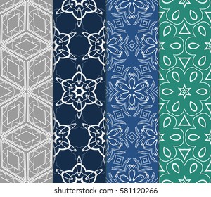 set of Seamless geometric, floral pattern. Stylish graphic design. for design, wallpaper, invitation.