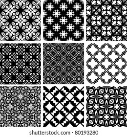 Set seamless geometric floral pattern. Vector, illustration