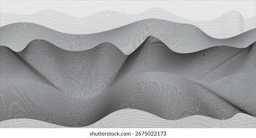 Conjunto de patrones de onda geométricos grises y blancos sin costuras. Gráficos de Vector simples.