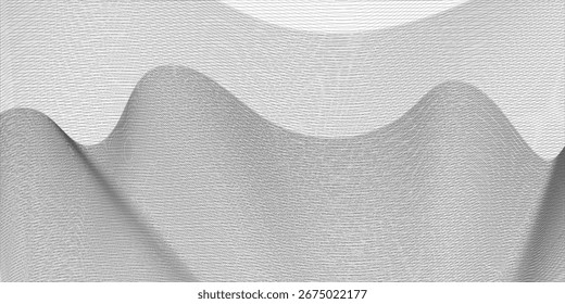 Set of seamless geometric gray and white wave patterns. Simple vector graphics.