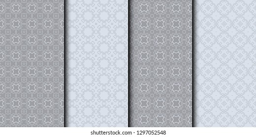 Set of Seamless geometric line pattern in arabian style. Monochrome graphic background, lace pattern. Vector illustration.