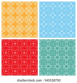Set of seamless geometric line patterns. Contemporary graphic design. Colored endless texture for wallpaper, pattern fills, web page line backgrounds. Tribal ethnic arabic, indian ornament