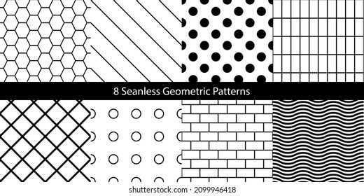 Set of seamless geometric minimalistic patterns