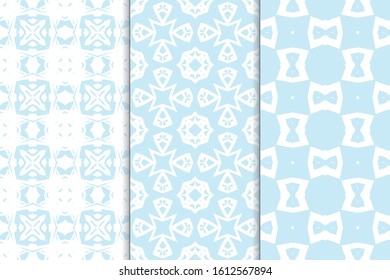 Set of seamless geometric ornaments. Abstract repeating textures. Ethnic template template for printing
