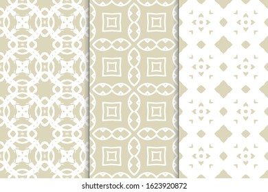 Set of seamless geometric ornaments. Abstract repeating textures. Ethnic template template for printing