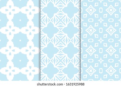 Set of seamless geometric ornaments. Abstract repeating textures. Ethnic template template for printing