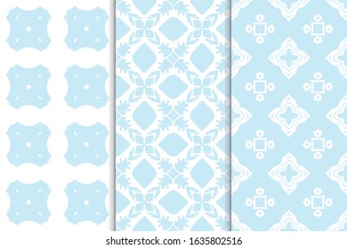 Set of seamless geometric ornaments. Abstract repeating textures. Ethnic template template for printing