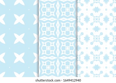 Set of seamless geometric ornaments. Abstract repeating textures. Ethnic template template for printing