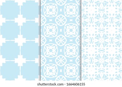 Set of seamless geometric ornaments. Abstract repeating textures. Ethnic template template for printing