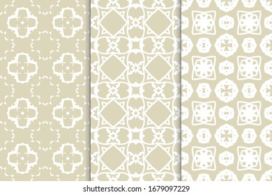Set of seamless geometric ornaments. Abstract repeating textures. Ethnic template template for printing