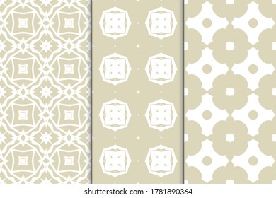 Set of seamless geometric ornaments. Abstract repeating textures. Ethnic template template for printing