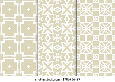 Set of seamless geometric ornaments. Abstract repeating textures. Ethnic template template for printing