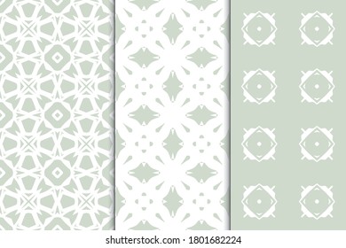 Set of seamless geometric ornaments. Abstract repeating textures. Ethnic template template for printing