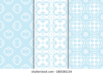 Set of seamless geometric ornaments. Abstract repeating textures. Ethnic template template for printing