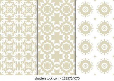 Set of seamless geometric ornaments. Abstract repeating textures. Ethnic template template for printing