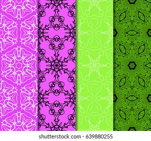 set of seamless geometric pattern. abstract floral ornament. vector illustration.