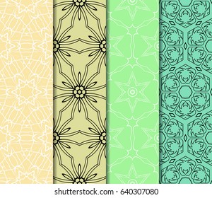 set of seamless geometric pattern. abstract floral ornament. vector illustration.