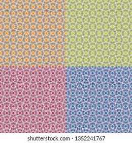 Set seamless geometric pattern, circle line pattern, set of four colors