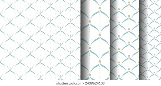 Set of seamless geometric pattern. Elegant simple fashion fabric print. Vector repeating tile texture. Roof tiling or fish squama shapes motif for wallpaper, textile, curtain