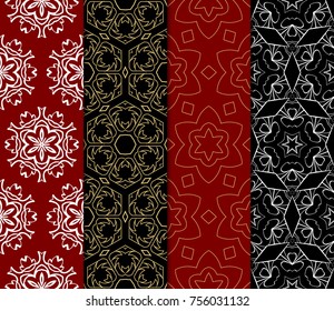 Set of Seamless Geometric Pattern in Line Art ornament. Floral, geometric Style. Vector illustration