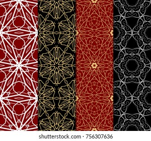 Set of Seamless Geometric Pattern in Line Art ornament. Floral, geometric Style. Vector illustration