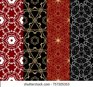 Set of Seamless Geometric Pattern in Line Art ornament. Floral, geometric Style. Vector illustration