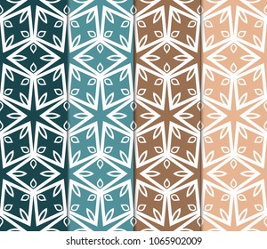 Set of Seamless geometric pattern with modern style ornament on color background. For wallpaper, cover book, fabric, scrapbooks.