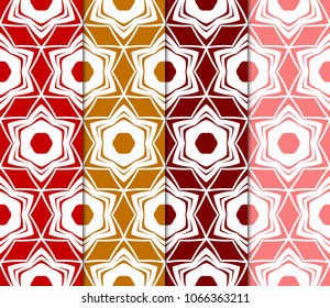 Set of Seamless geometric pattern with modern style ornament on color background. For wallpaper, cover book, fabric, scrapbooks