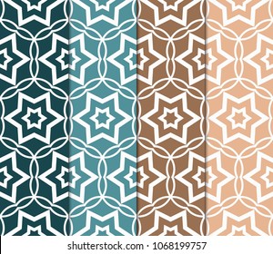 Set of Seamless geometric pattern with modern style ornament on color background. For wallpaper, cover book, fabric, scrapbooks