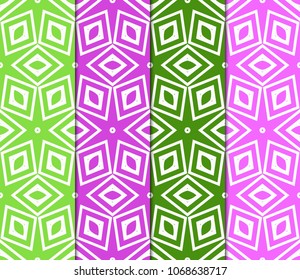 Set of Seamless geometric pattern with modern style ornament on color background. For wallpaper, cover book, fabric, scrapbooks.