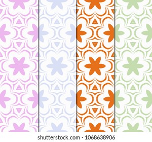 Set of Seamless geometric pattern with modern style ornament on color background. For wallpaper, cover book, fabric, scrapbooks.