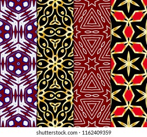 Set of Seamless geometric pattern with modern style ornament on color background. For wallpaper, cover book, fabric, scrapbooks.