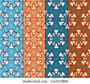 Set of Seamless geometric pattern with modern style ornament on color background. For wallpaper, cover book, fabric, scrapbooks.