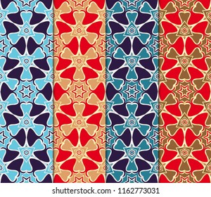 Set of Seamless geometric pattern with modern style ornament on color background. For wallpaper, cover book, fabric, scrapbooks.