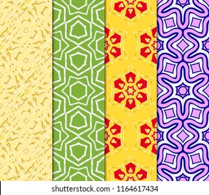 Set of Seamless geometric pattern with modern style ornament on color background. For wallpaper, cover book, fabric, scrapbooks.