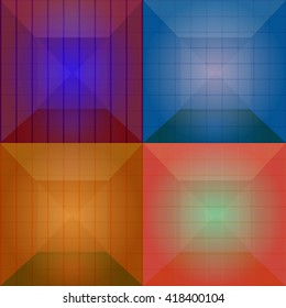 set of seamless geometric pattern red vector illustration