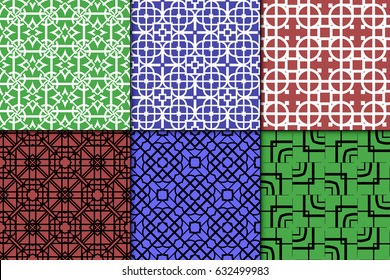set of seamless geometric pattern. Repeating design. Vector texture