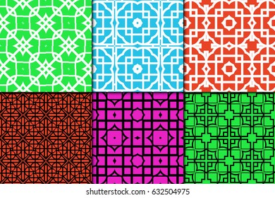 set of seamless geometric pattern. Repeating design. Vector texture