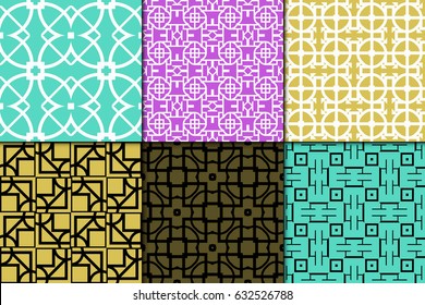 set of seamless geometric pattern. Repeating design. Vector texture