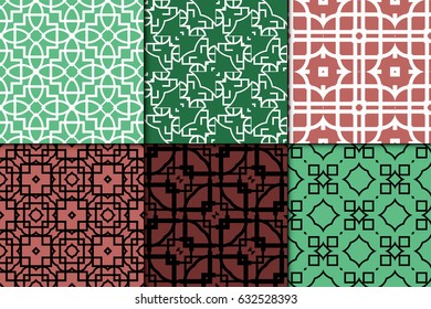 set of seamless geometric pattern. Repeating design. Vector texture