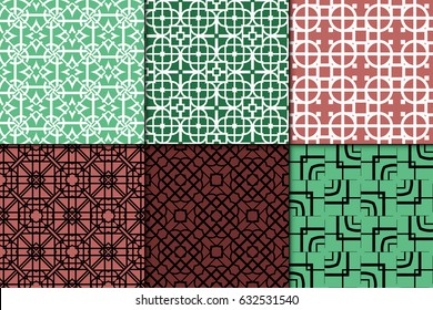set of seamless geometric pattern. Repeating design. Vector texture