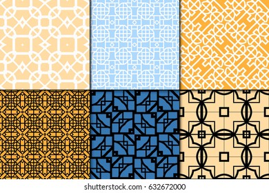 set of seamless geometric pattern. Repeating design. Vector texture