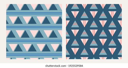 set of seamless geometric pattern with triangle  vector illustration. Good for wallpaper, cover, card, fabric, textile.