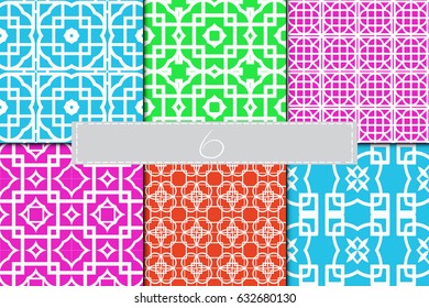 set of seamless geometric pattern. vector background