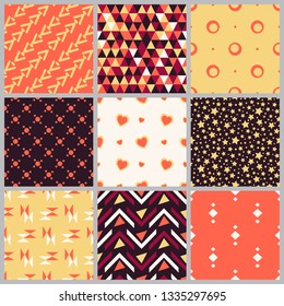 A set of seamless geometric patterns