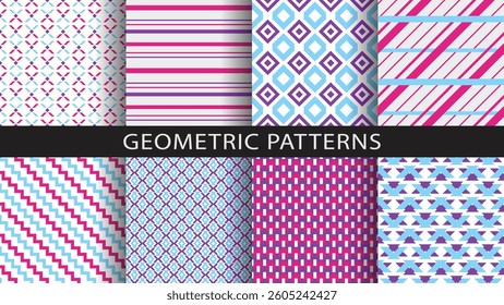 Set of seamless geometric patterns.